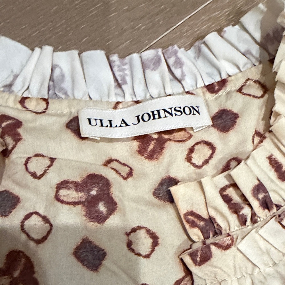 Ulla Johnson Beige and Brown Patterned Blouse - image 2